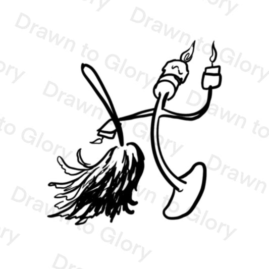 Lumiere Dancing with Plumette- Beauty & Beast - Tattoo Transparent PNG