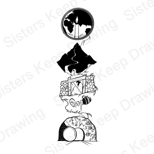 Names of Jesus - I Ams - Vertical Collage Tattoo - Bible Tattoo Transparent PNG- instant download digital printable artwork