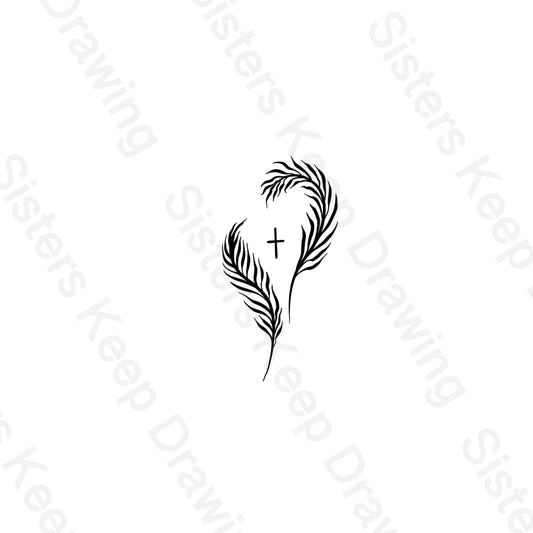 Palm Leaf-Cross- Tattoo Transparent PNG