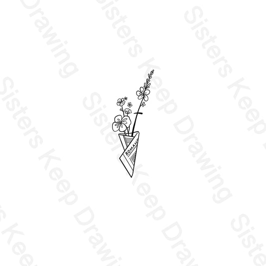 Wildflower cross wrapped in page of Romans- Tattoo Transparent PNG