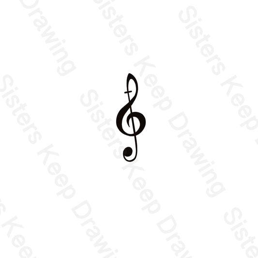 Treble Clef Cross-Tattoo Transparent PNG