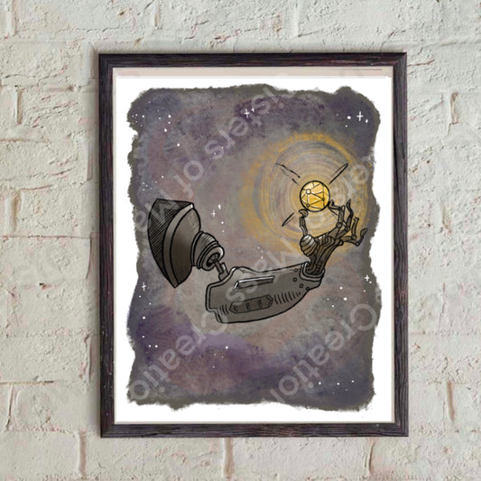 Silvers mechanical arm and map Treasure Planet Print