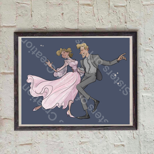 White Christmas Dancing -Print