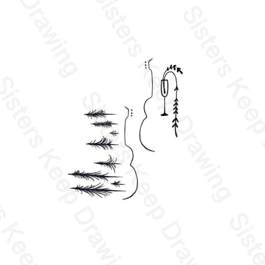 Folklore and Evermore guitars-Taylor Swift Inspired tattoo - Tattoo Transparent Permission