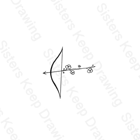 Katniss’ bow with katniss flowers- Hunger Games- Tattoo Transparent png