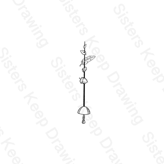 Peter Pan's sword piercing acorns and leaves - Tattoo Transparent PNG- instant download digital printable artwork