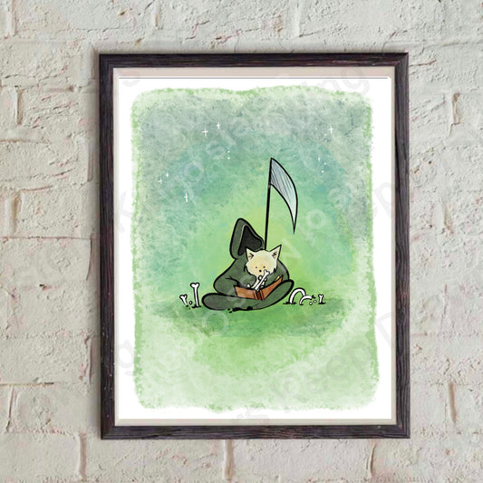 Grim reads his dog a bedtime story- Print