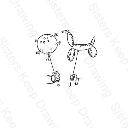 Shrek snake and frog balloons- Tattoo Transparent Permission PNG- instant download digital printable artwork