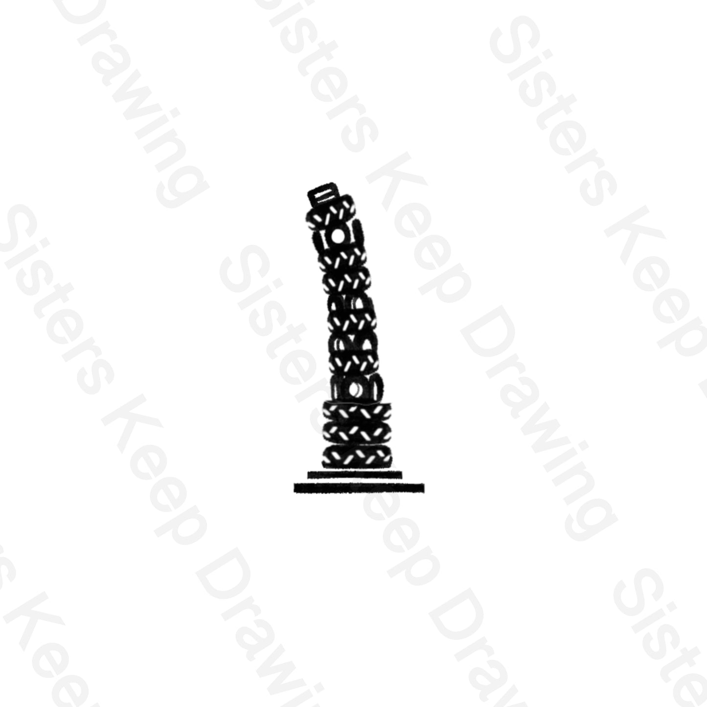 Cars Leaning Tower of Tires Tattoo Transparent Permission PNG- instant download digital printable artwork