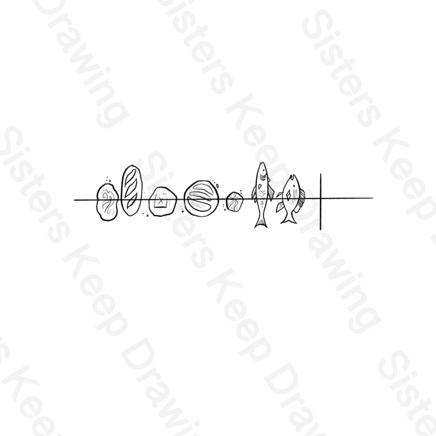 Five loaves two fish and cross Bible -Tattoo Transparent PNG