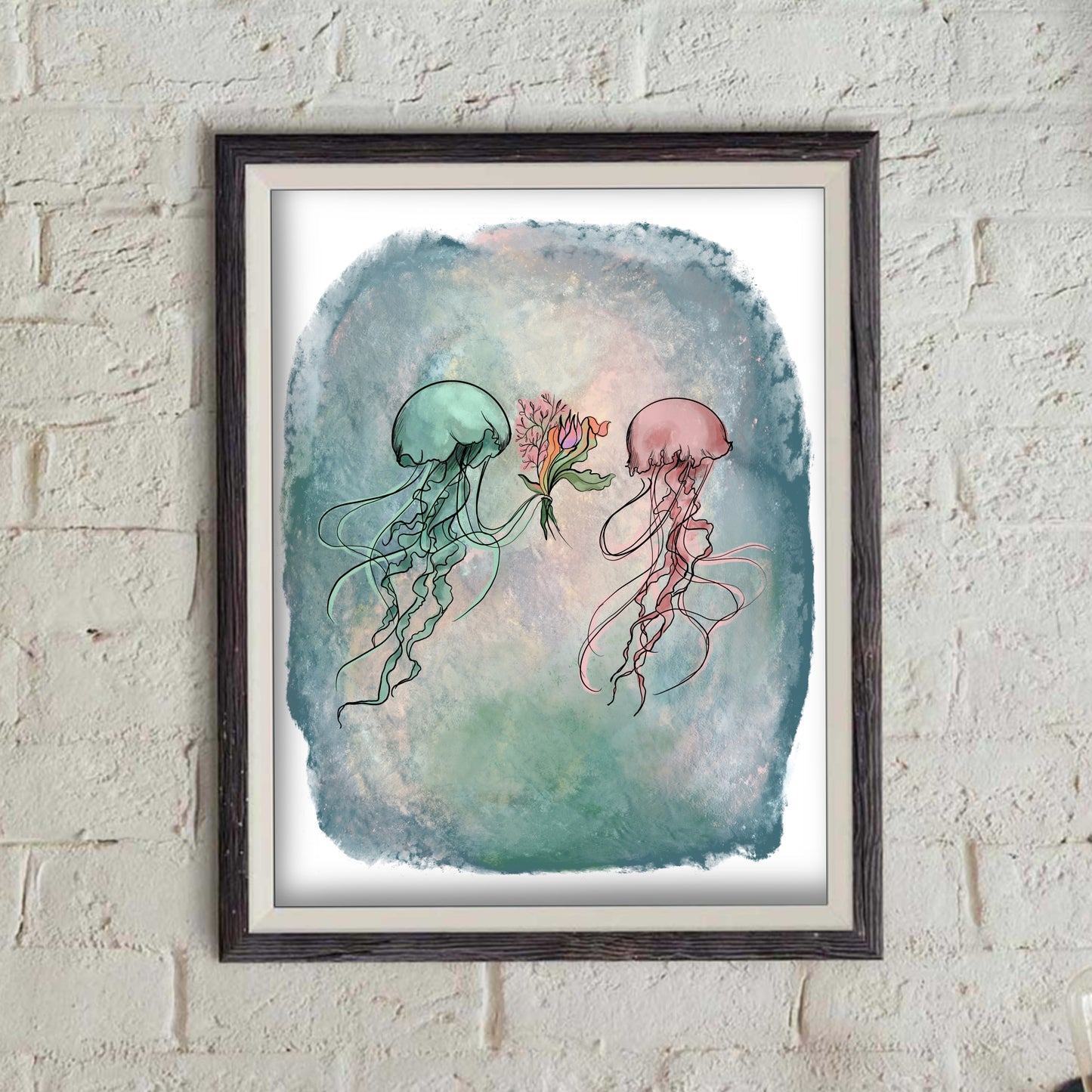 Jellyfish Romance - doodle Print