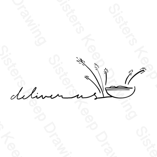 Moses in a Basket - Bible Tattoo Transparent PNG- instant download digital printable artwork