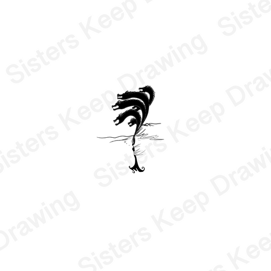 Scylla on Cliff - Epic Musical Inspired Tattoo Transparent PNG- instant download digital printable artwork