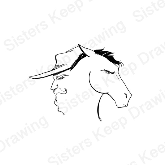 Stallion Colonel Face off - Tattoo Transparent Permission PNG- instant download digital printable artwork (Copy)