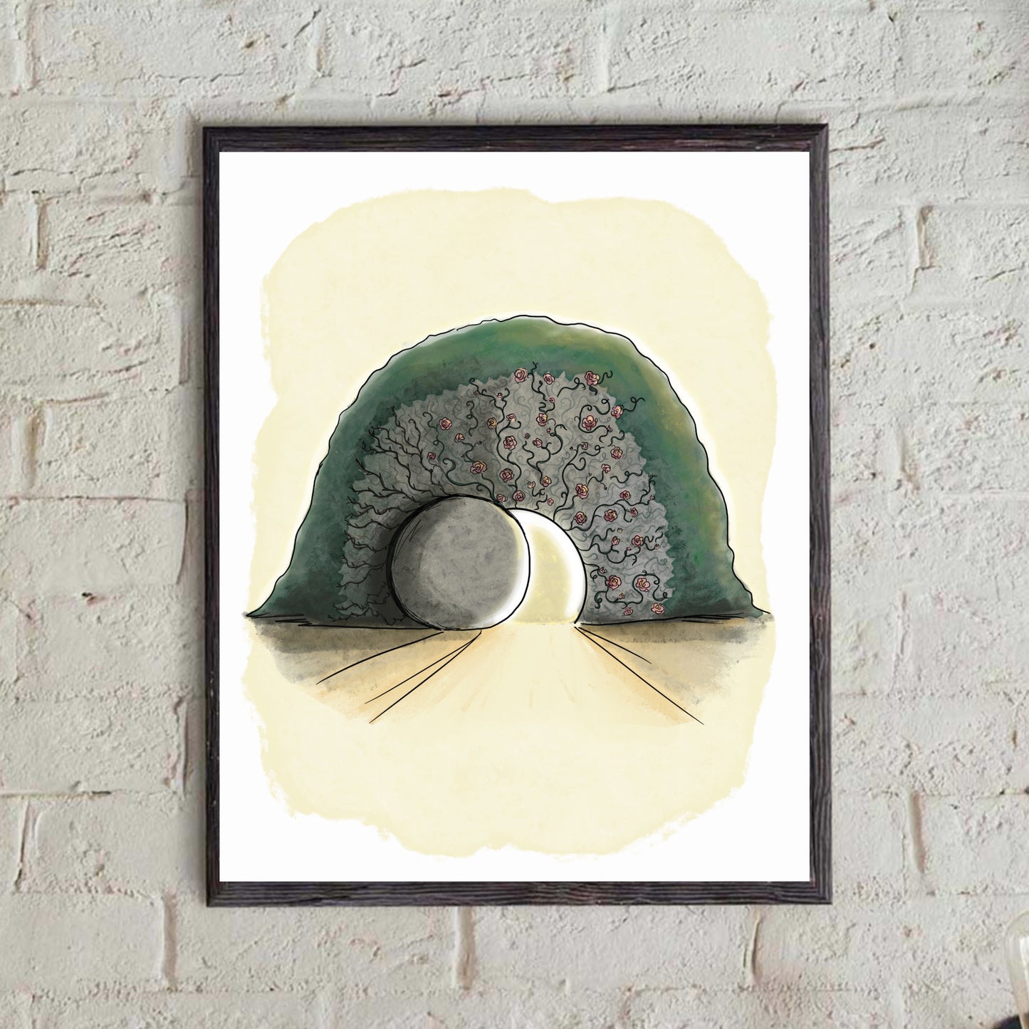 Empty Tomb Covered in Roses - Jesus Miracles & Ministry  - Bible Print