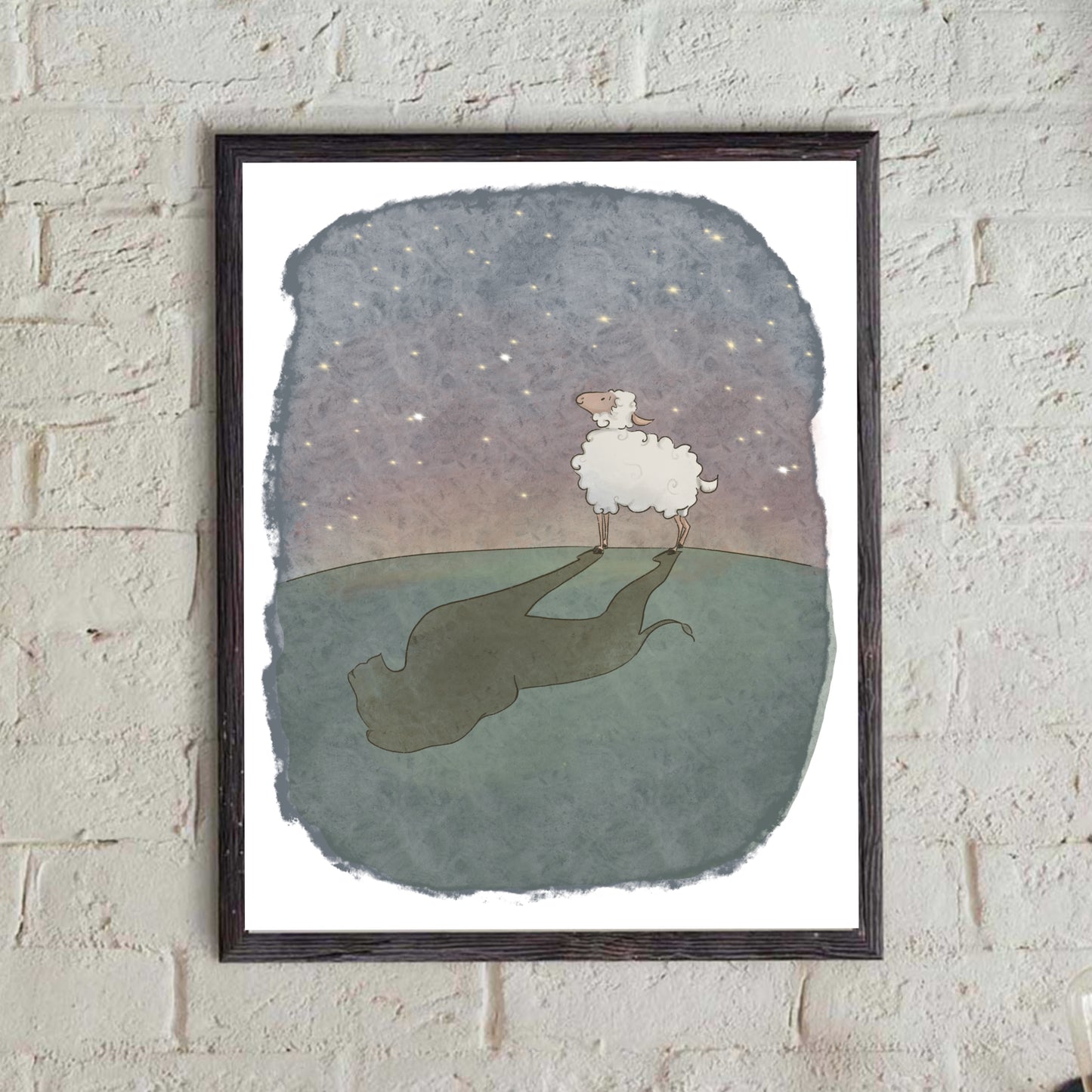 Little Lamb with Lion Shadow - Jesus Miracles & Ministry  - Bible Print