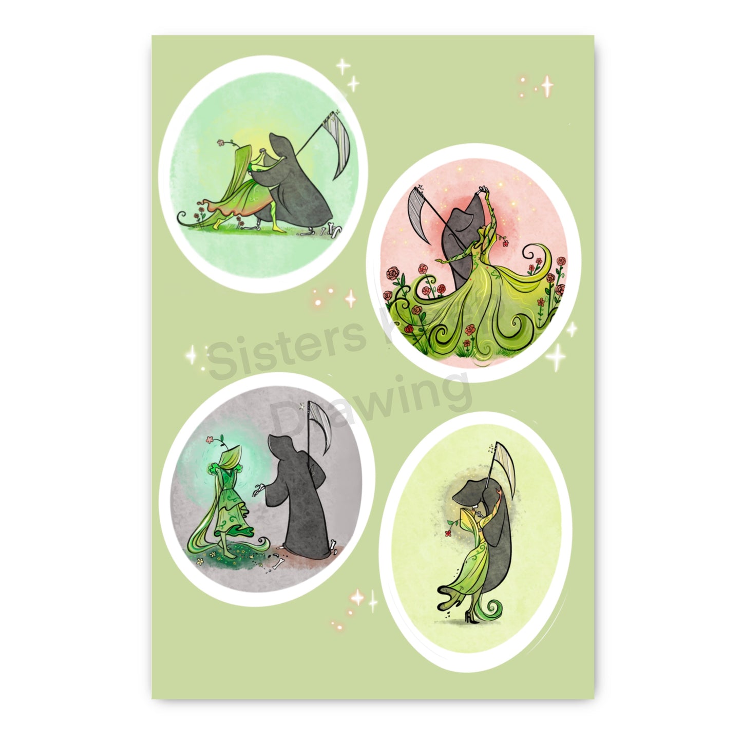 Grim Reaper Dance with Death Sticker Sheet