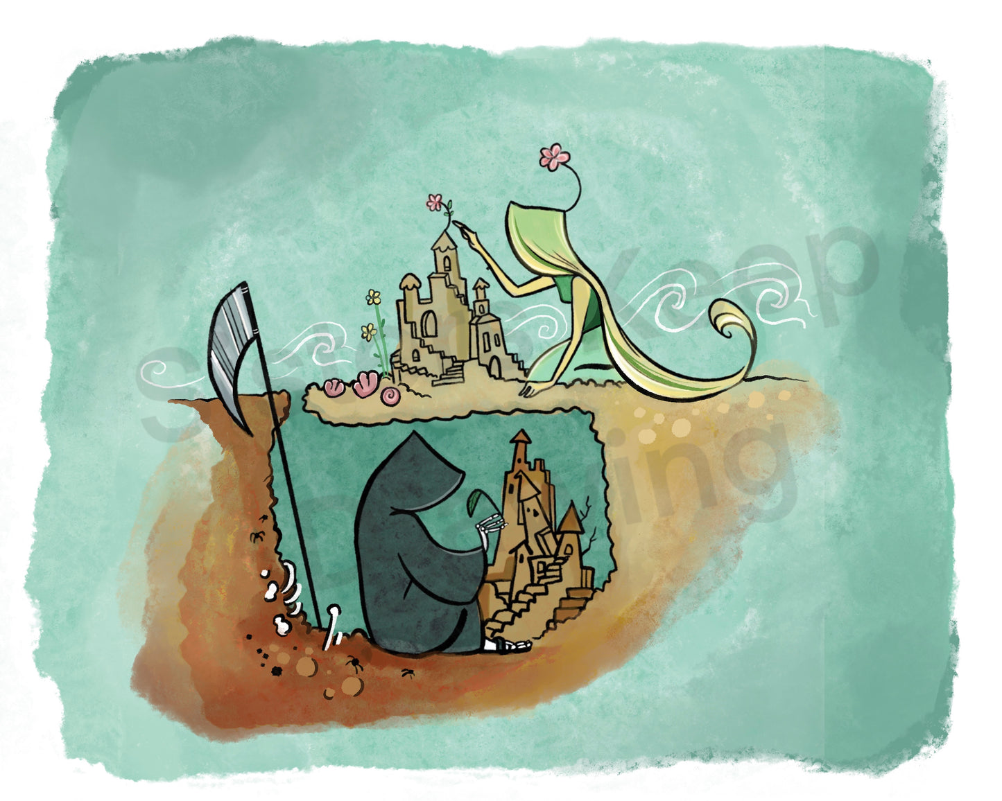 Grim Reaper and Life Downloadable Calendar -instant download digital printable artwork