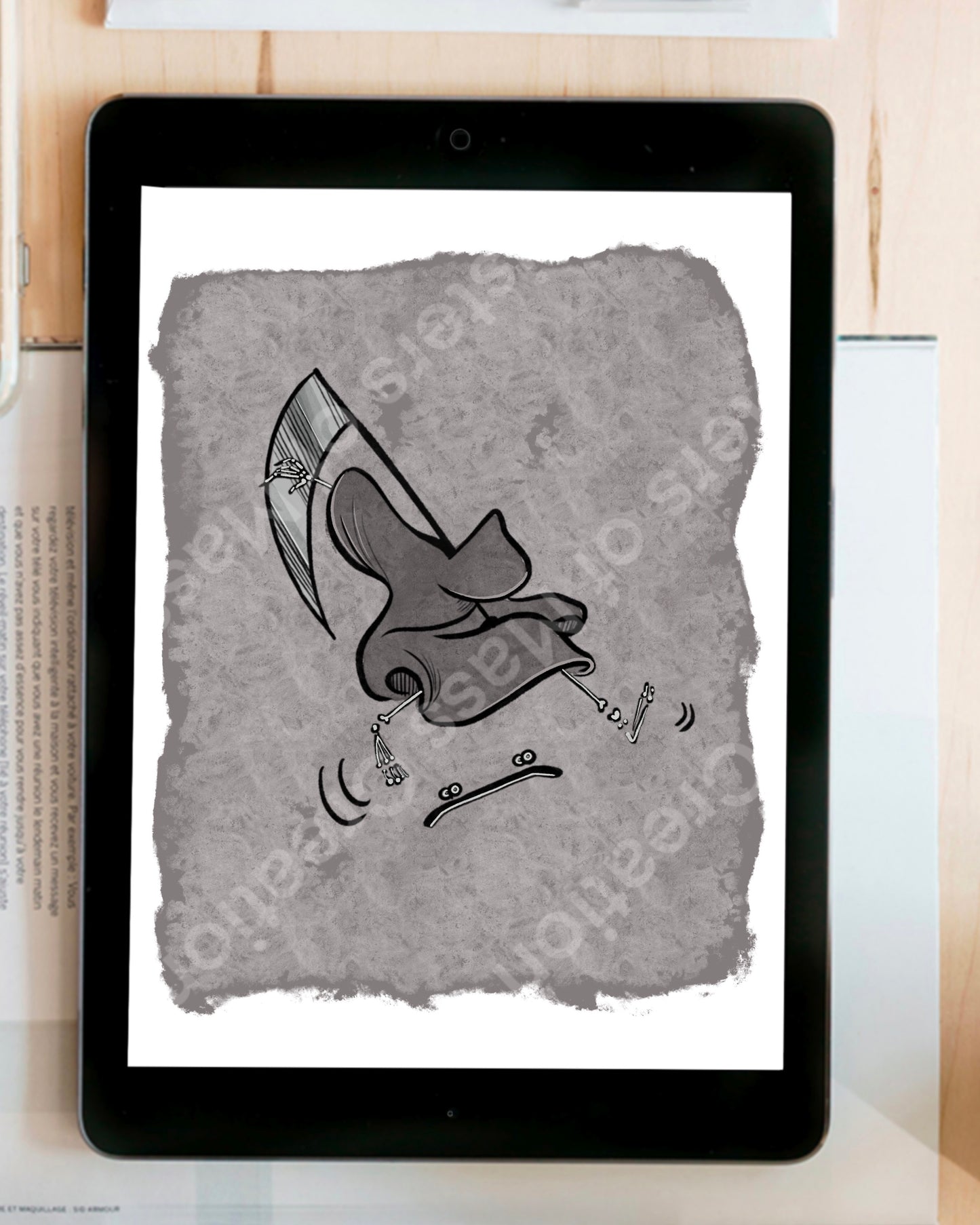 Grim Reaper kickflip instant download digital printable artwork
