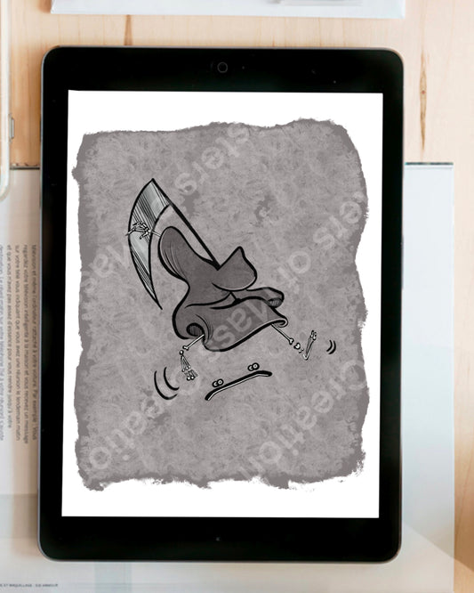 Grim Reaper kickflip instant download digital printable artwork