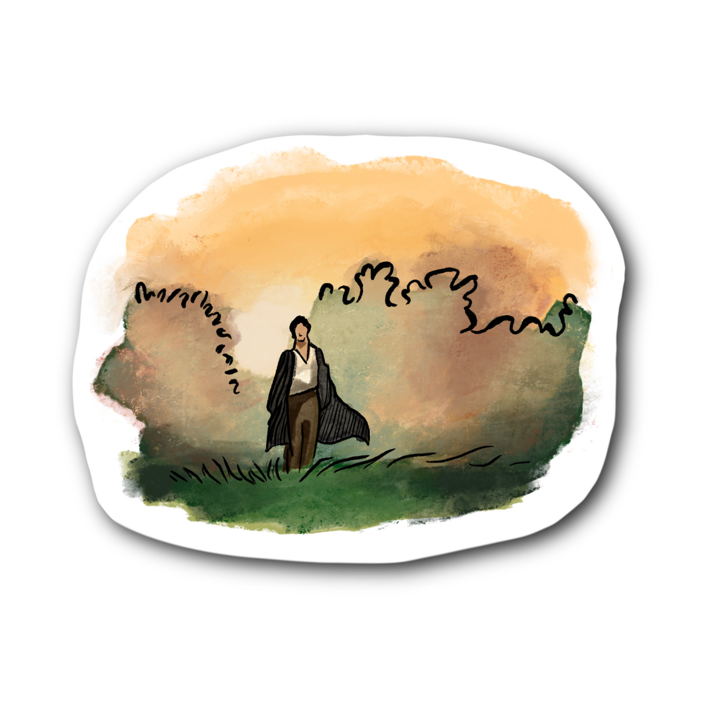 Mr. Darcy's Walk - Pride and Prejudice Themed Bubble free sticker F3