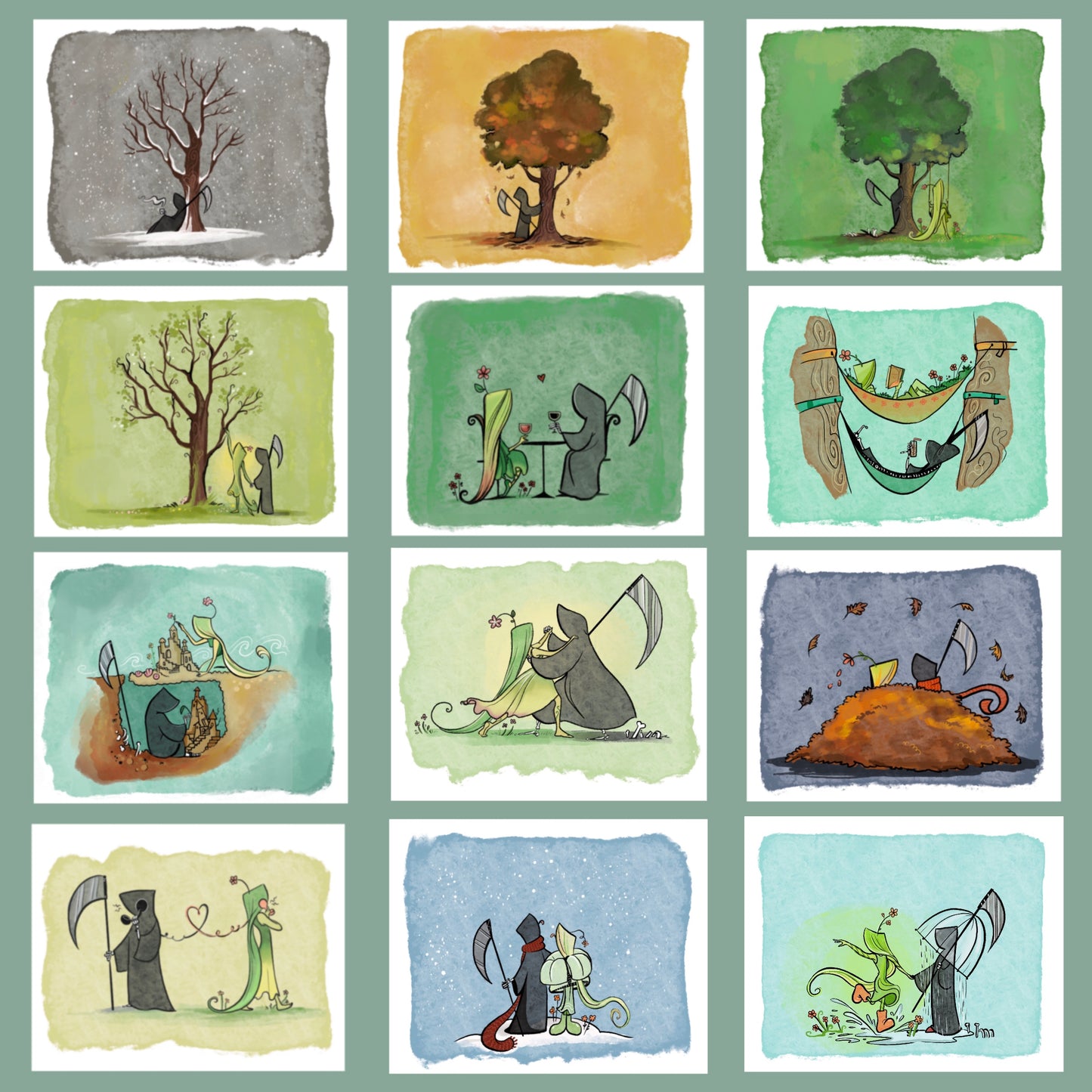 Grim Reaper and Life Downloadable Calendar -instant download digital printable artwork