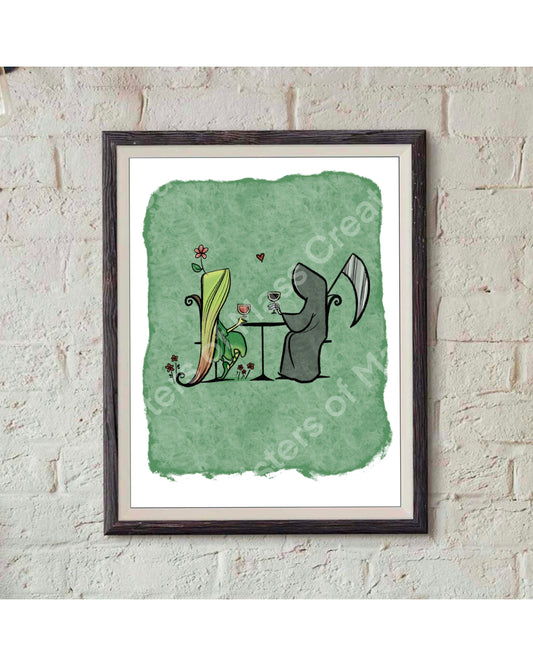 Grim Reaper on a date with Life -Print