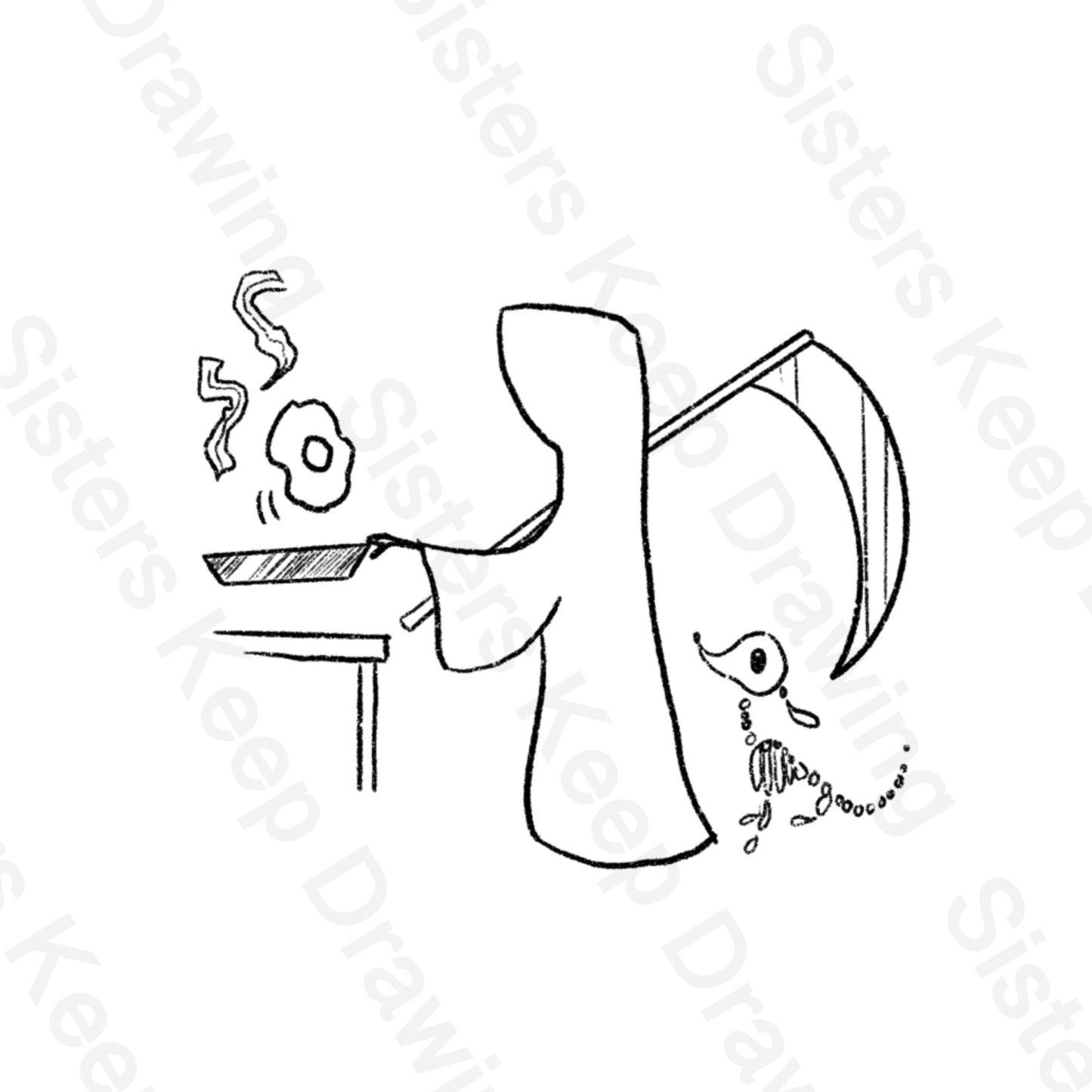 Grim Reaper Making Bacon and Eggs - Tattoo Transparent PNG