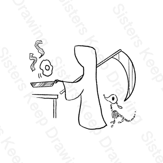 Grim Reaper Making Bacon and Eggs - Tattoo Transparent PNG