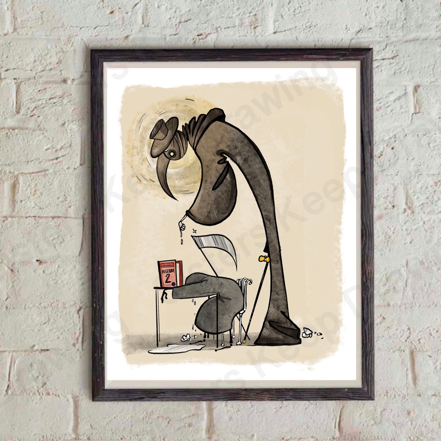 Plague Doctor helpsGrim Reaper with math Print