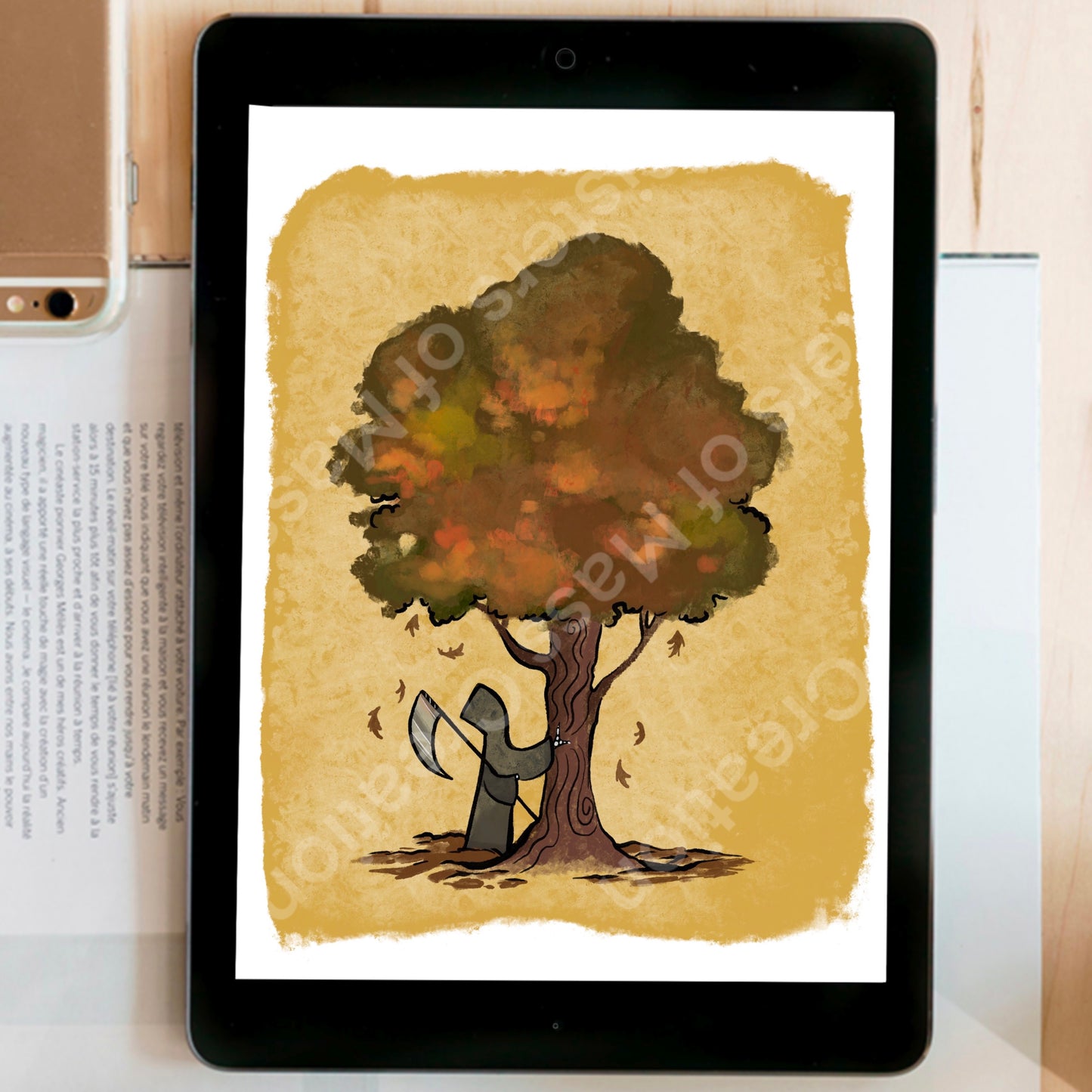 Grim Reaper and Life fall instant download digital printable artwork