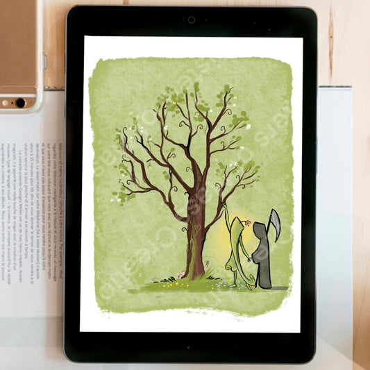Grim Reaper and Life spring instant download digital printable artwork