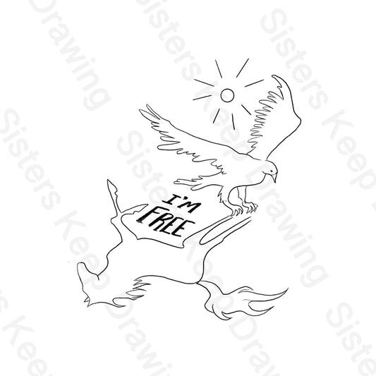 I'm Free - Eagle with Horse Shadow-Spirit Inspired Tattoo Transparent PNG