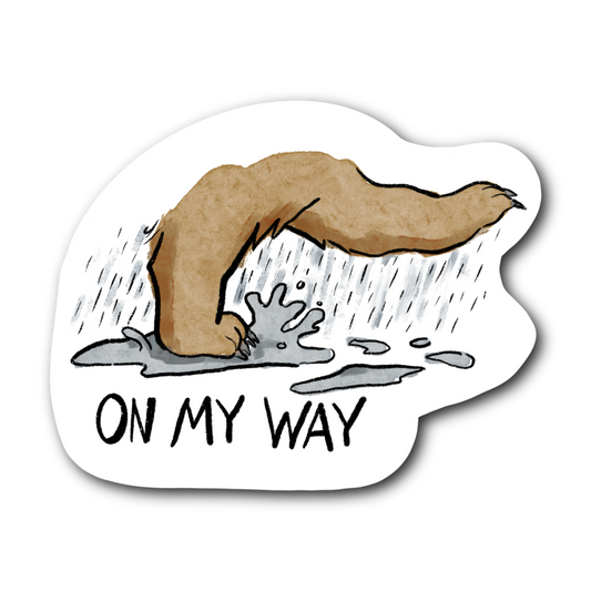 Bear Walking Through Puddles Bubble free sticker B7