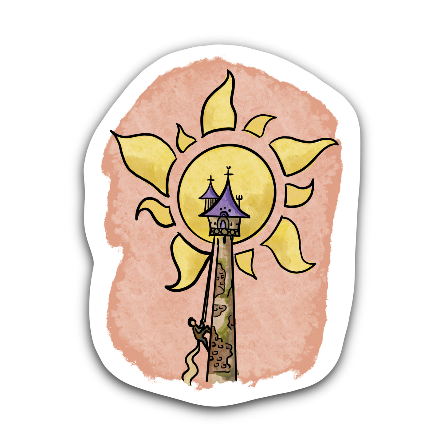 Rapunzel's Tower/Sun- Bubble free sticker L15