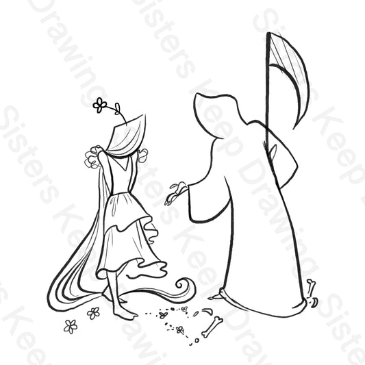 Grim Reaper asks Life to dance - Tattoo Transparent PNG