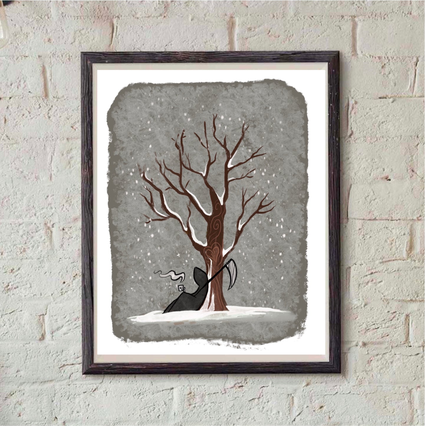 Grim Reaper and Life Winter Print