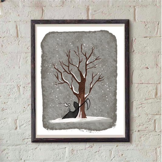 Grim Reaper and Life Winter Print