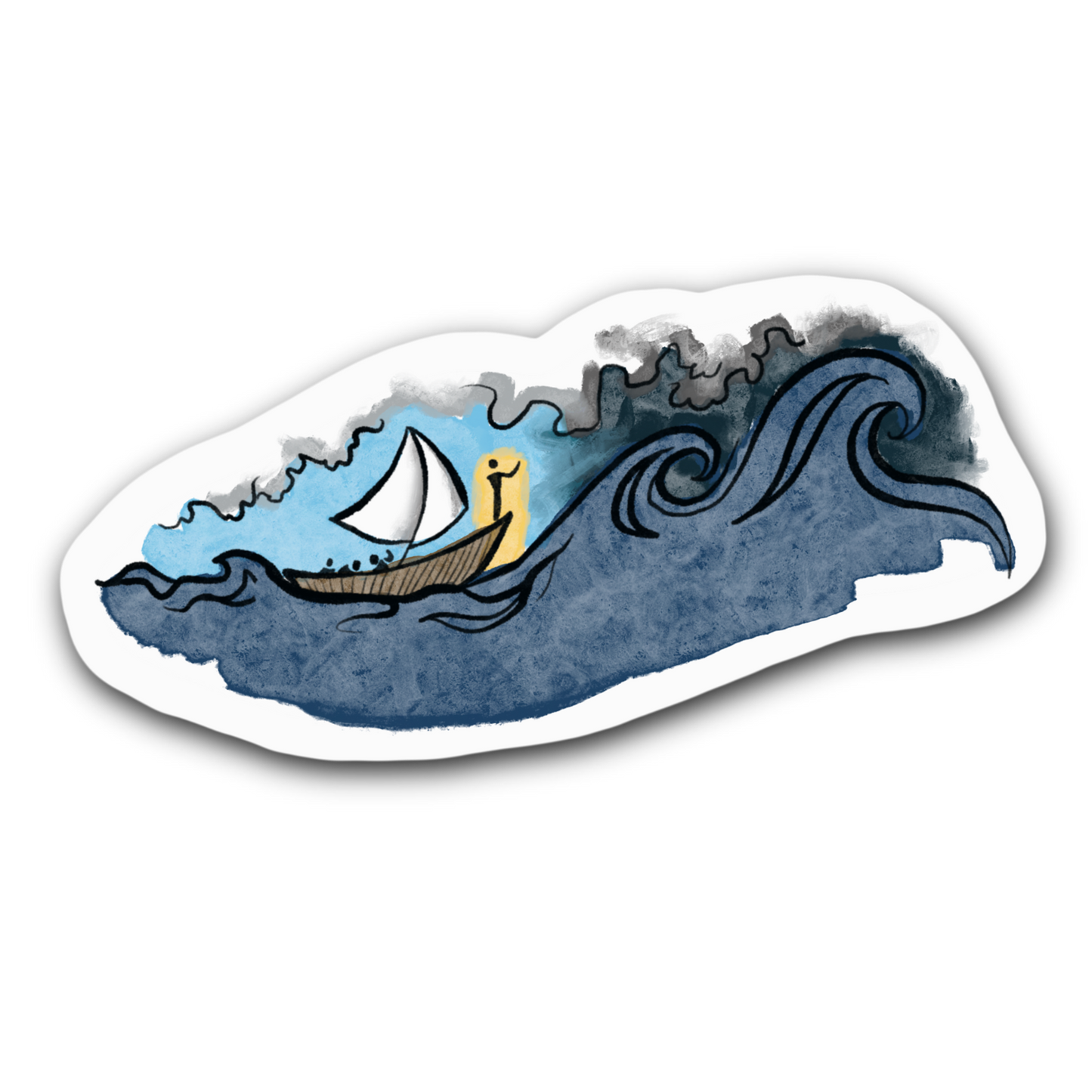 Jesus Calms the Storm - Bible Inspired Bubble free sticker F2