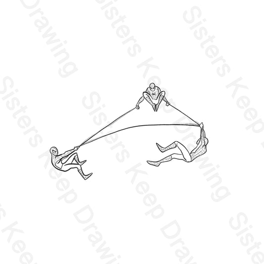 Spidermen swinging together Marvel Tattoo Transparent PNG- instant download digital printable artwork