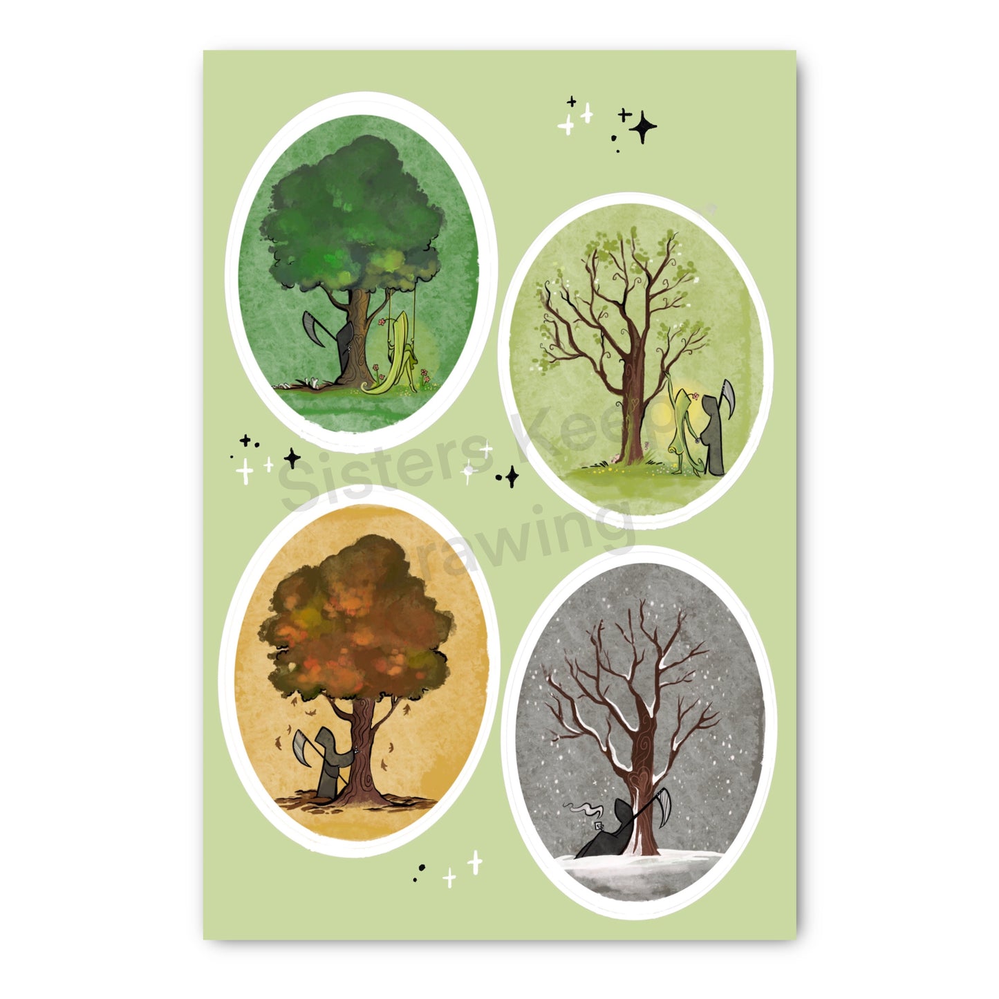Grim Reaper and Life seasons -Sticker Sheet