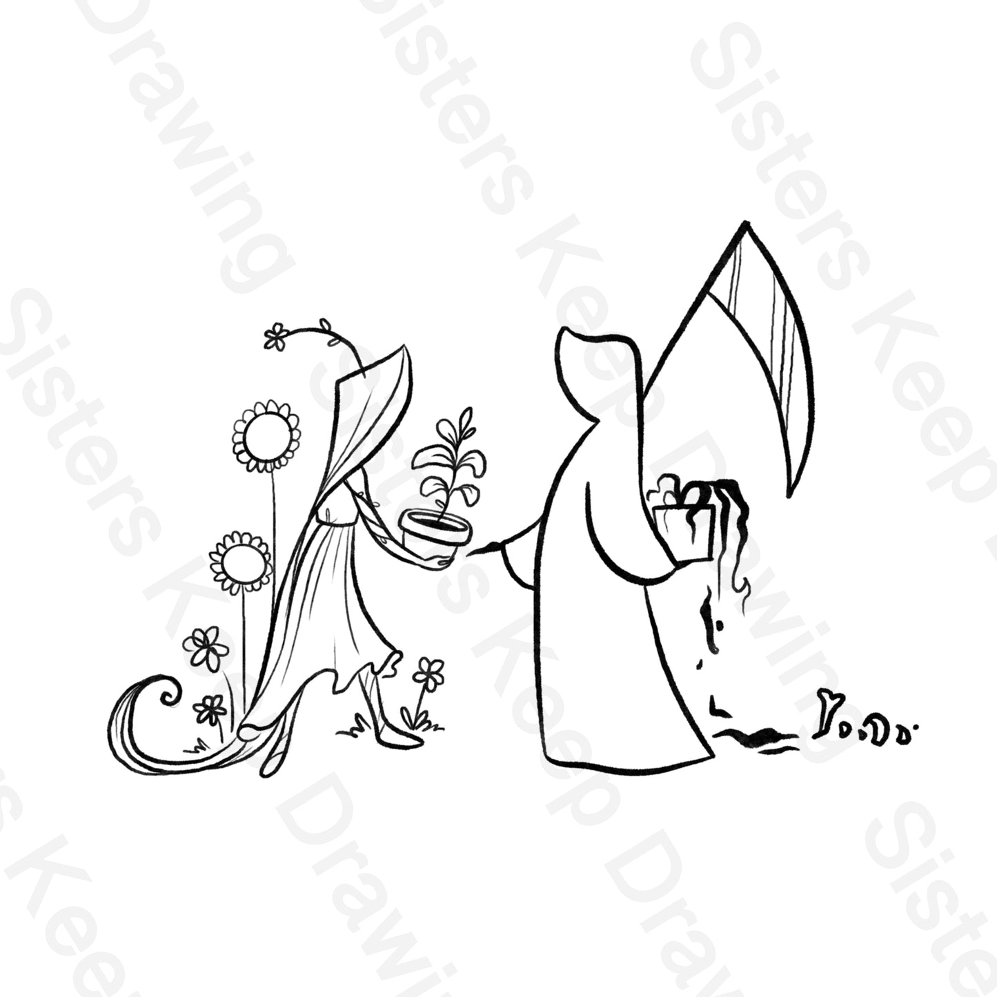 Life gives Grim Reaper a plant -Transparent PNG
