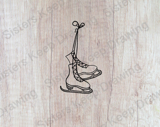 Ice Skates  -  Little Women Inspired Tattoo Transparent Permission PNG- instant download digital printable artwork