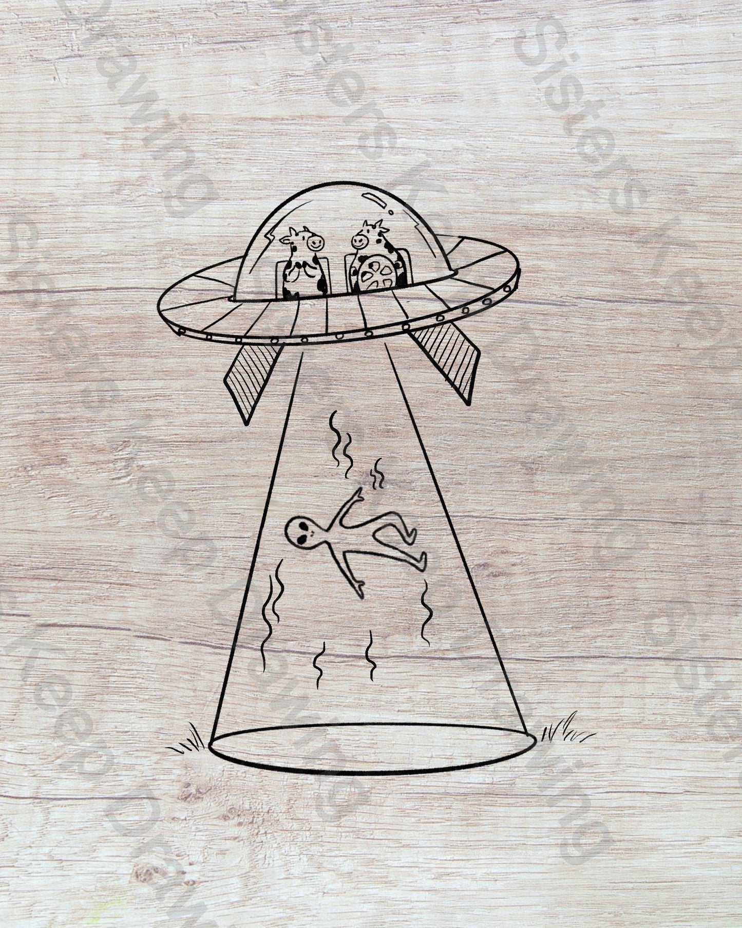 Cows Abducting Aliens - Tattoo Transparent Permission PNG