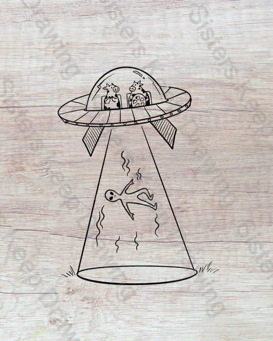 Cows Abducting Aliens - Tattoo Transparent Permission PNG