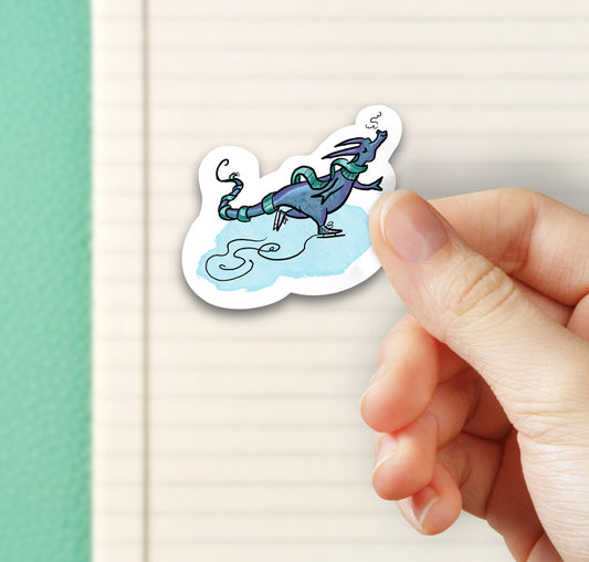 Dragon Ice Skating - Bubble free sticker