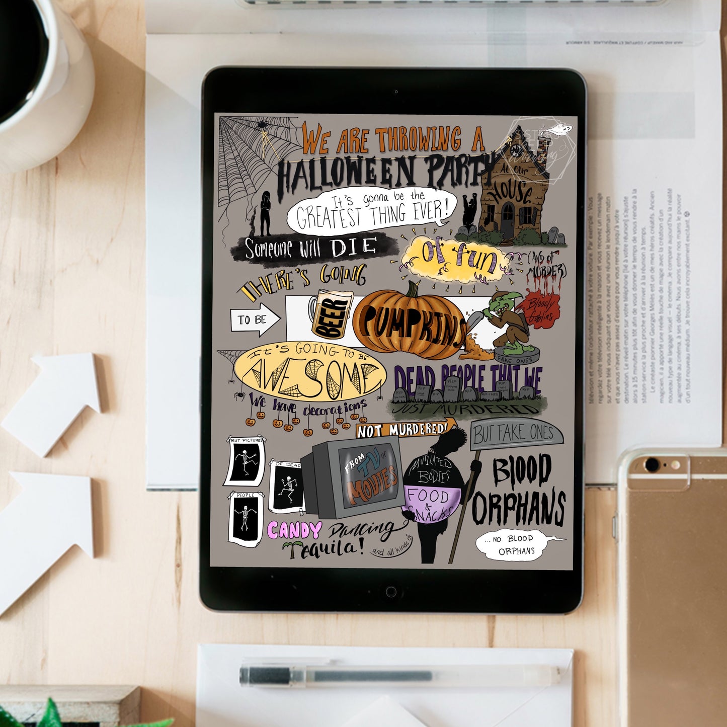 Parks and Rec- Halloween Party- Andy Dwyer, April Ludgate- instant download digital printable artwork- funny gift- hand written