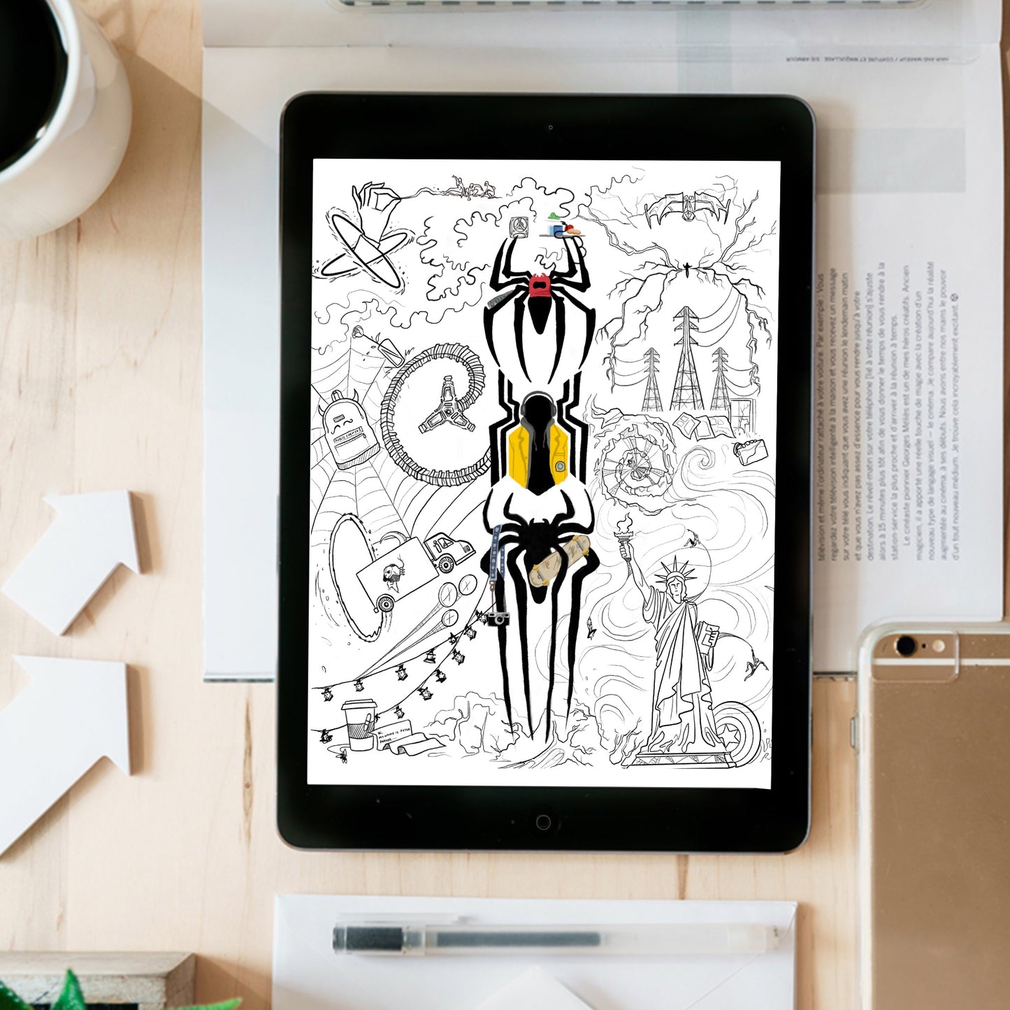 Spider Coloring Page/poster- instant download digital printable artwork