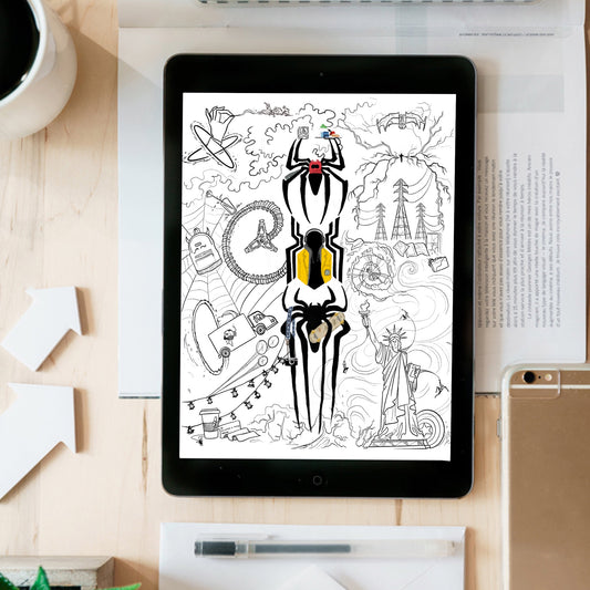 Spider Coloring Page/poster- instant download digital printable artwork