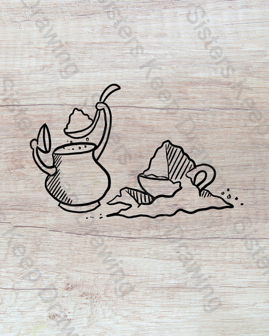 Sugar Pot and Tea Cup- Tattoo Transparent Permission PNG